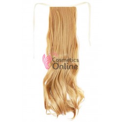 Extensie de par coada usor ondulata cu snur 50 cm Blond Auriu Mixt 89528005